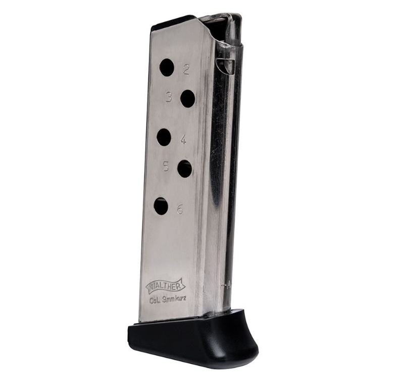 Walther Arms MAGAZINE PPK 380ACP 6RD NKL FR FINGER REST