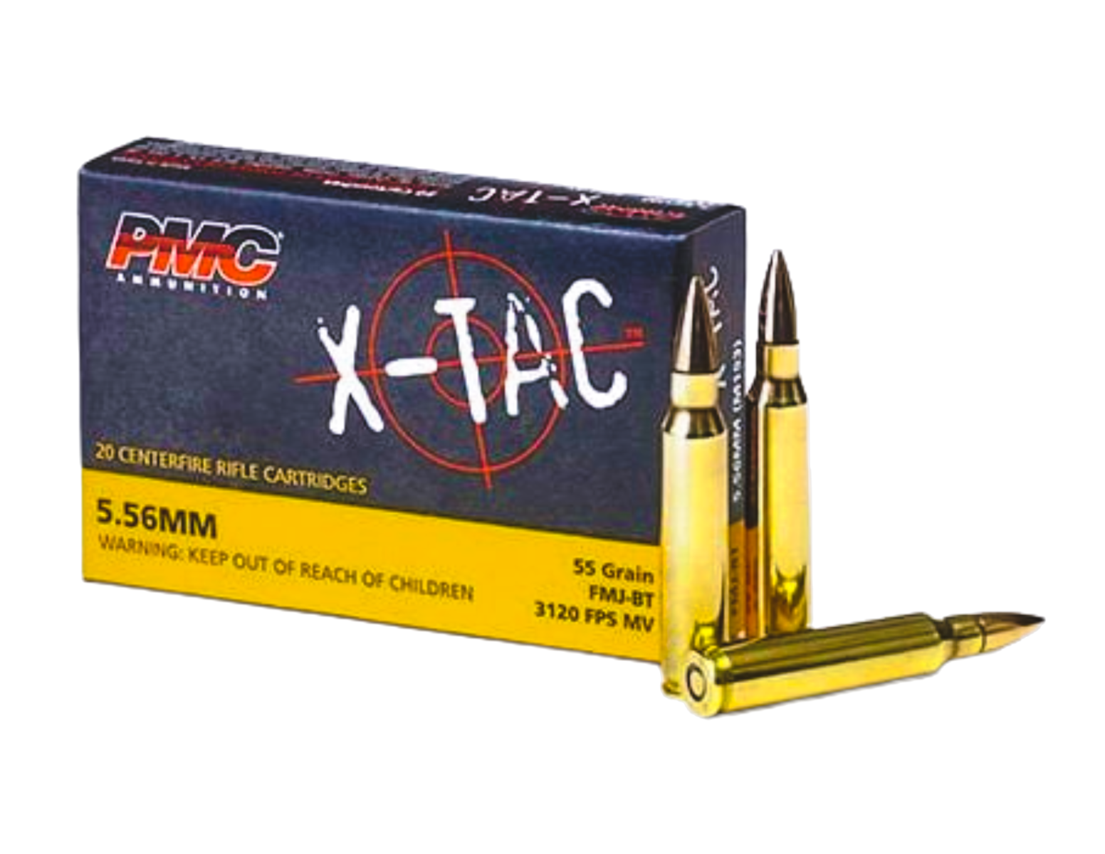 PMC X-TAC 5.56 NATO Ammo 55 Grain FMJBT, 20 rds/box – 556X