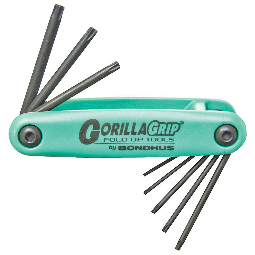 Bondhus GorillaGrip/TF8S 7-Piece Torx Fold-Up Wrench Set, Black/Green