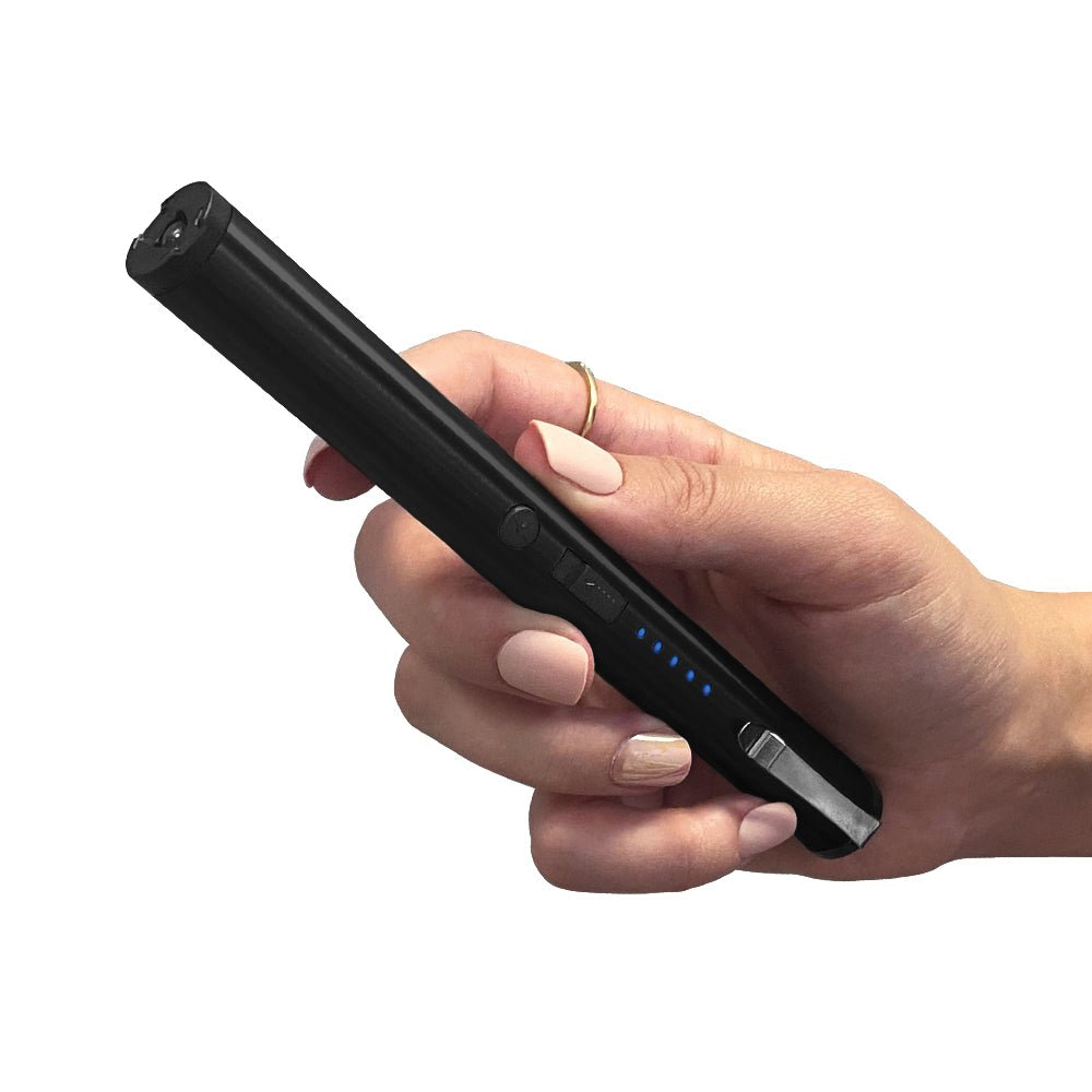 Guard Dog Enlight 0.60" x 6.60" Rechargeable Stun Gun Pen w/Flashlight, Black