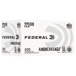 Federal American Eagle Rifle Ammunition .223 Rem 55gr FMJ 3240 fps 200/ct