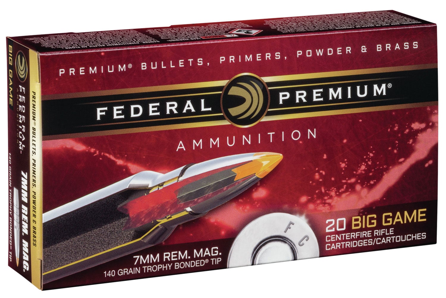 Federal Premium 140 gr Trophy Bonded Tip 7mm Rem Mag Ammo, 20/box - P7RTT2