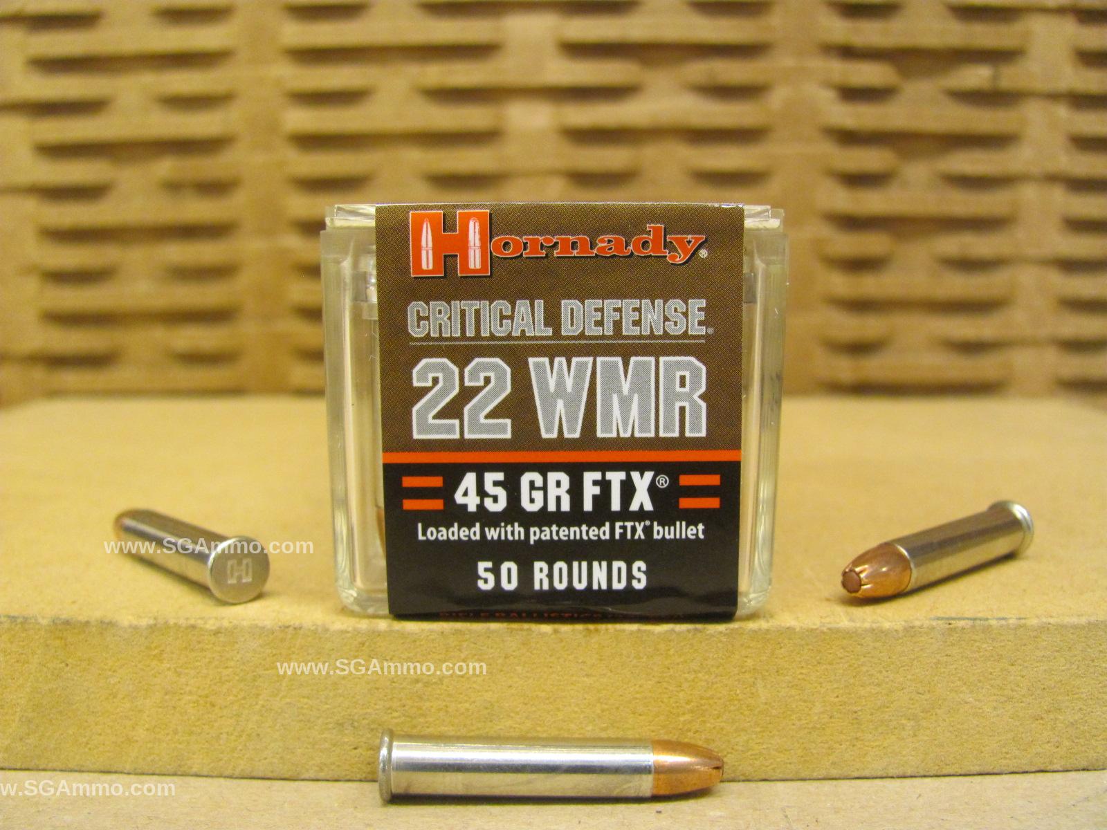50 Round Box – 22 Magnum Hornady 45 Grain Critical Defense Ammo – 83200