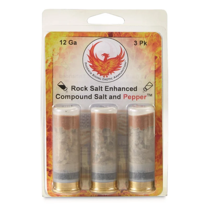 Phoenix Rising Salt Pepper Shotshells Rock Salt Pepper Blast 12ga 2-3/4" Less Lethal 3/ct