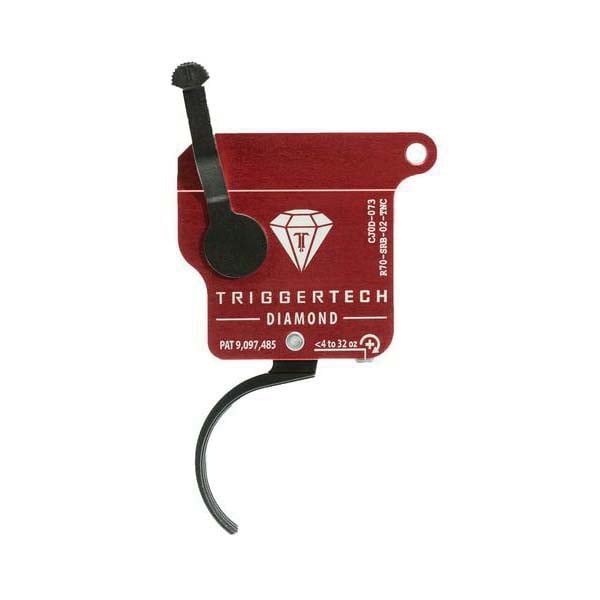 Triggertech Rem 700 Diamond Single-Stage Traditional Curved Right Hand Trigger w/o Bolt Release for Remington 700 Clone Action Rifle, Black - R70SRB02TNC