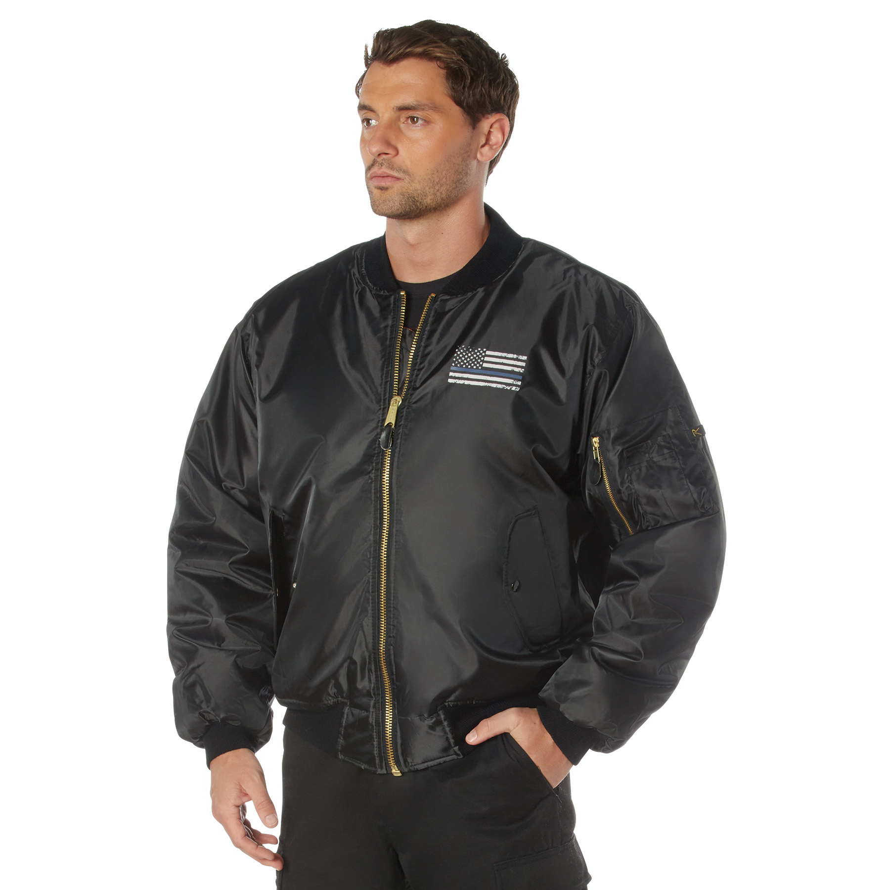 Rothco Thin Blue Line Flag Ma-1 Flight Jacket - X-Large