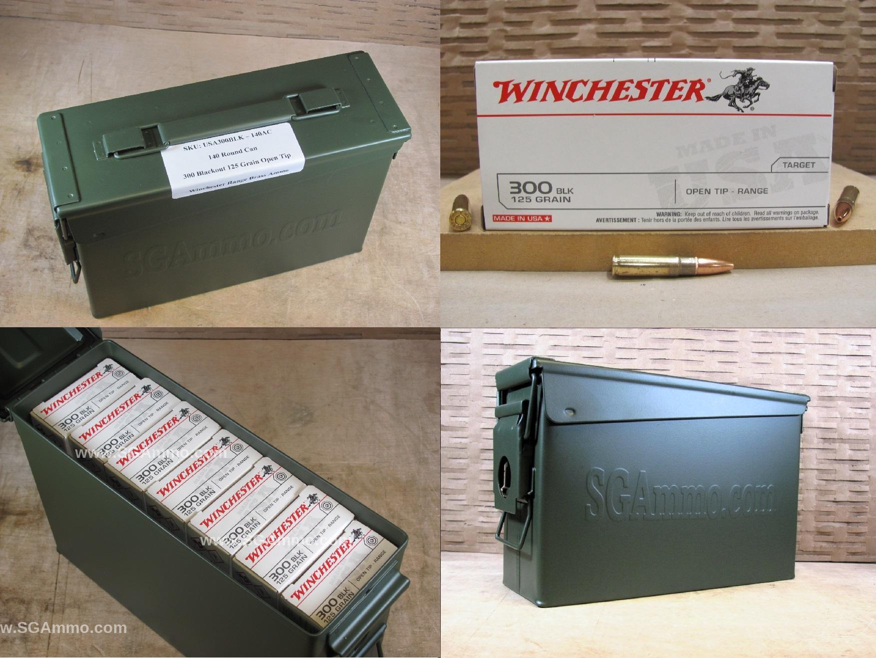 140 Round Can – 300 Blackout 125 Grain Open Tip Range Ammo by Winchester – USA300BLK – Packed in M19A1 Canister