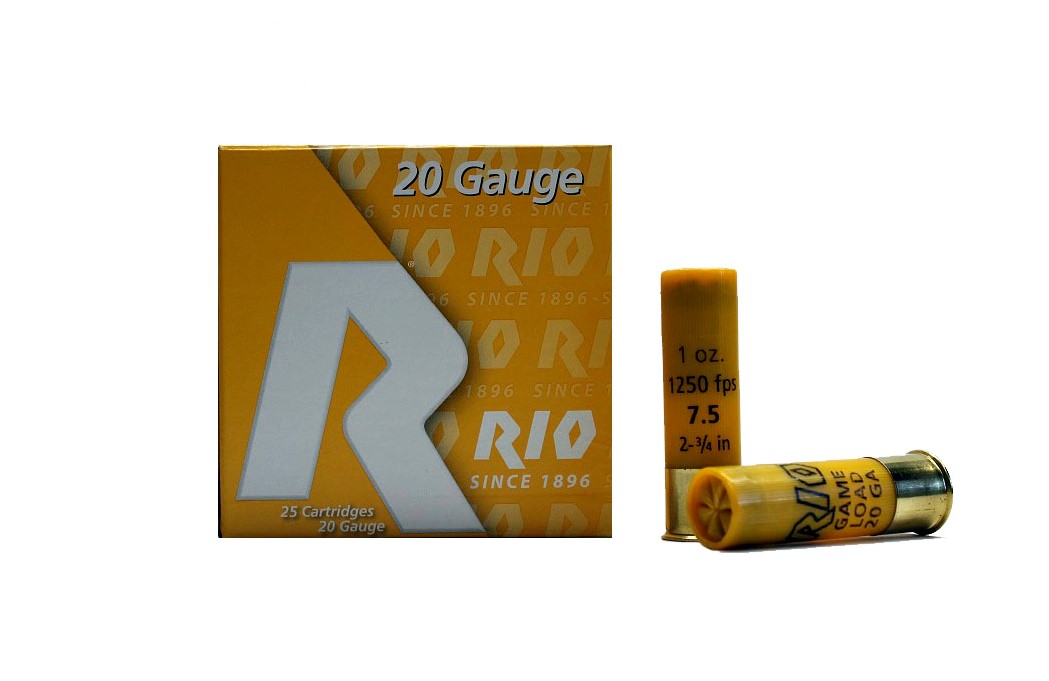Rio Field Shotshells 20 ga 2 3/4″ 2 3/4 dr 1 oz #7.5 1250 fps 25/ct - No Credit Card Fees - Low, flat rate shipping