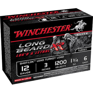 Winchester Ammo STLB1236 Long Beard XR Shot-Lok Turkey 12GA 3\" 1-3/4oz #6 Shot - 10sh Box