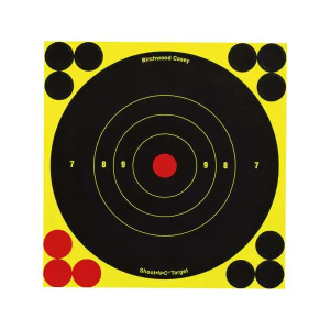 Birchwood Casey 34550 Shoot-N-C  Self-Adhesive Paper 6 Bullseye Yellow Target Paper w/Black Target & Red Accents 60 Per Pack