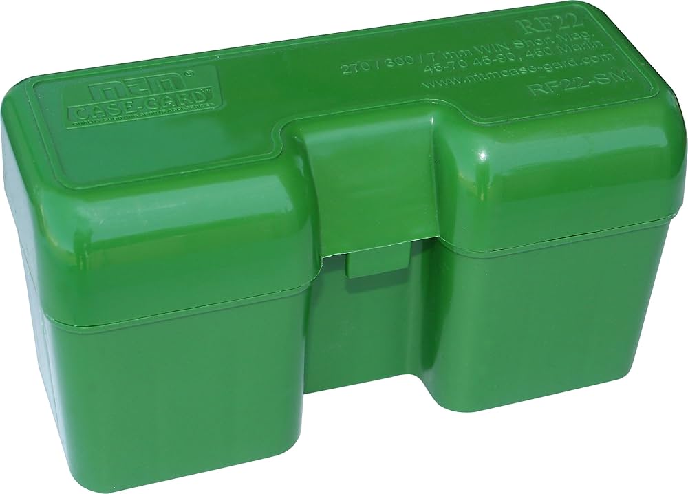MTM Case Gard .375 Remington Ultra Magnum/.416 Rigby Flip-Top Ammo Box, 22rds Green