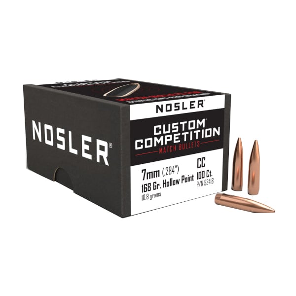 Nosler Custom Competition 7mm JHPBT Rifle Bullet, 168 gr 0.284" 100rds