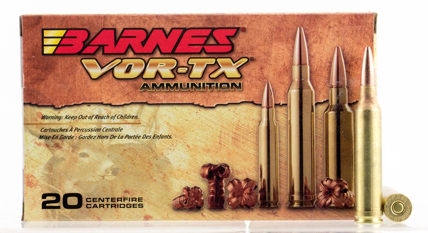 Barnes Bullets VOR-TX 160 gr TSX Boat Tail 7mm Rem Mag Ammo, 20/box - 21529