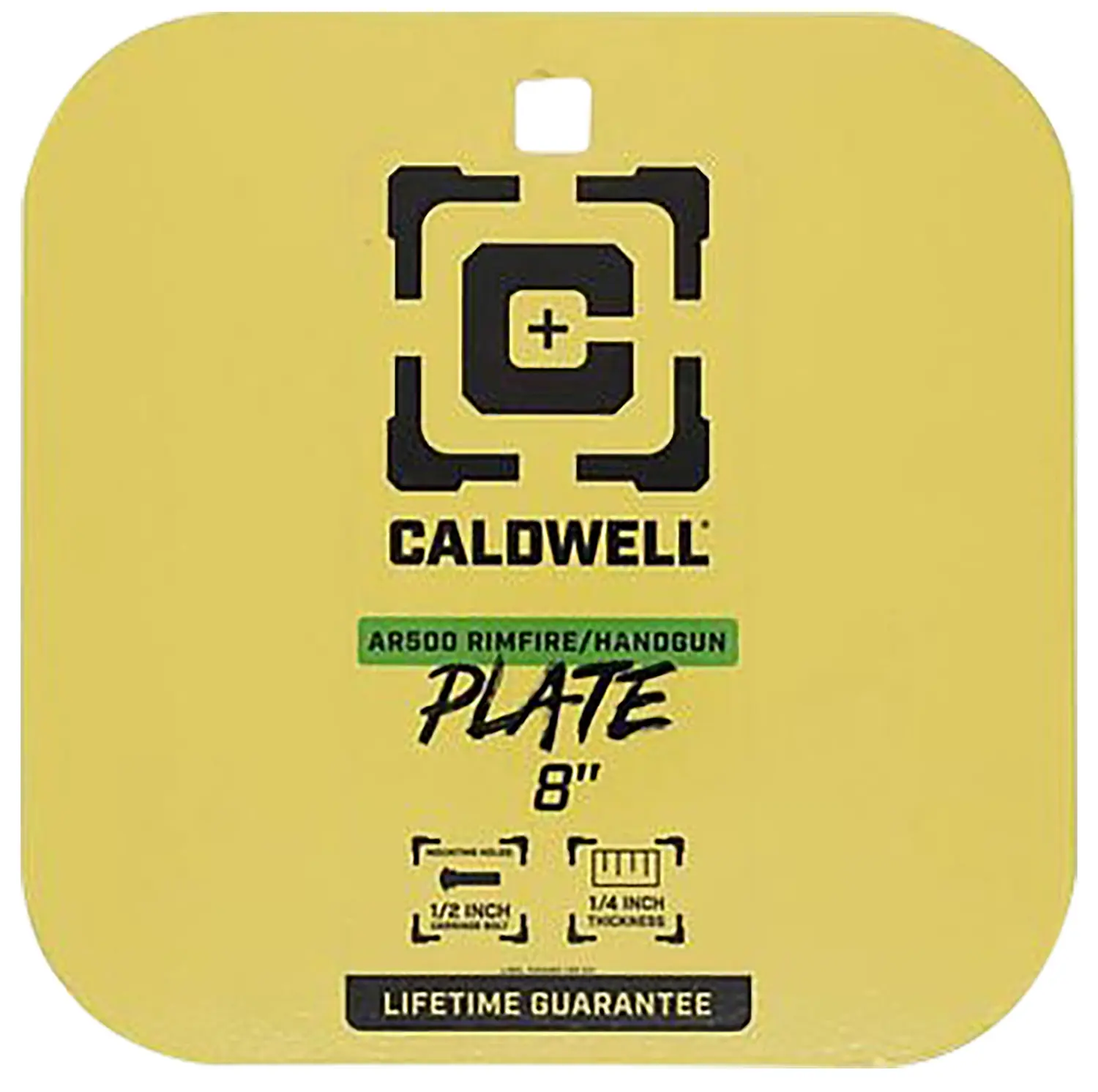 Caldwell 4002878 8" Rimfire/Handgun Yellow AR500 Steel Gong 1/4" Thick