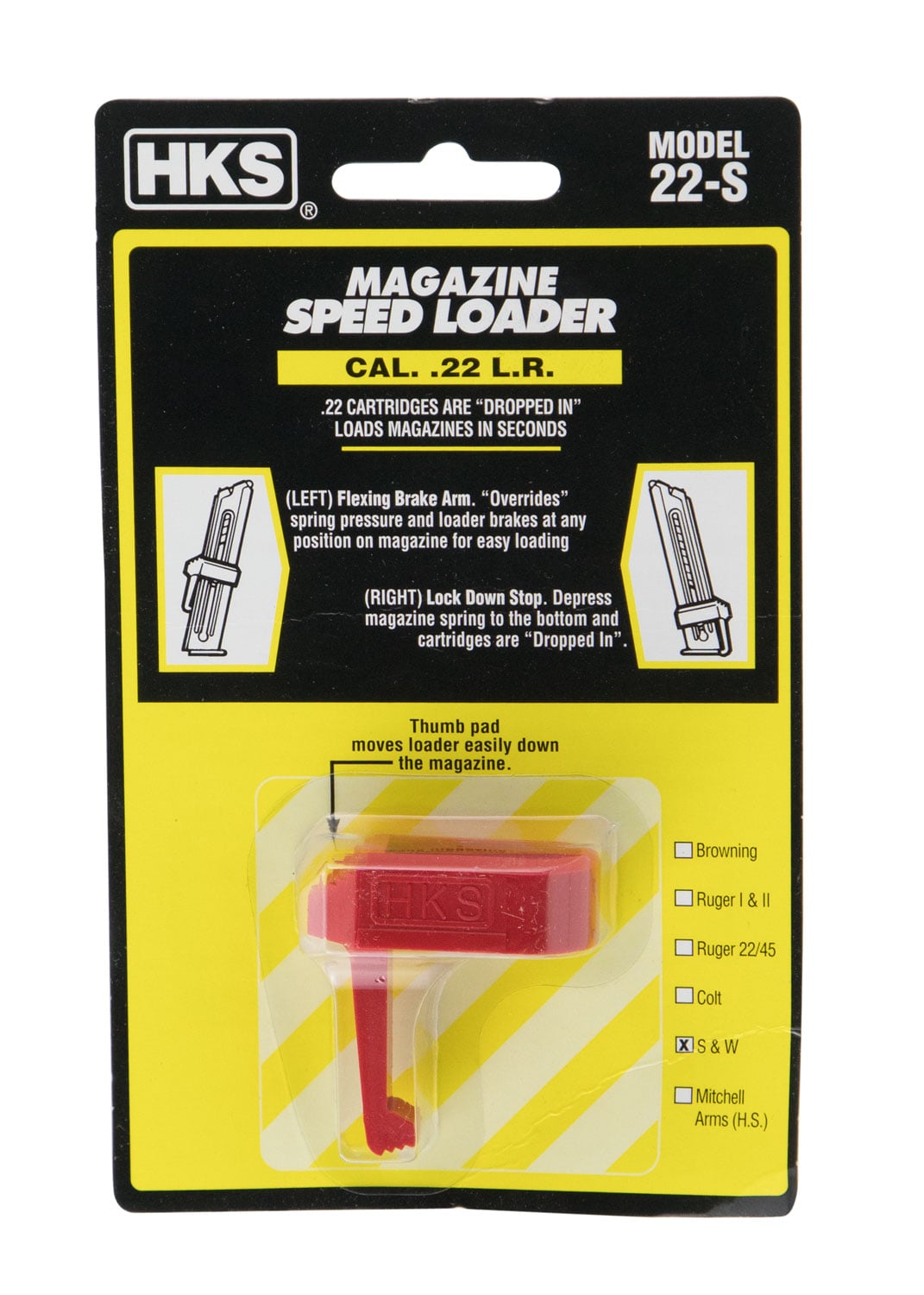 HKS Smith & Wesson 41/422/622/2213/2214 .22lr Plastic Magazine Speedloader, Red - 22S