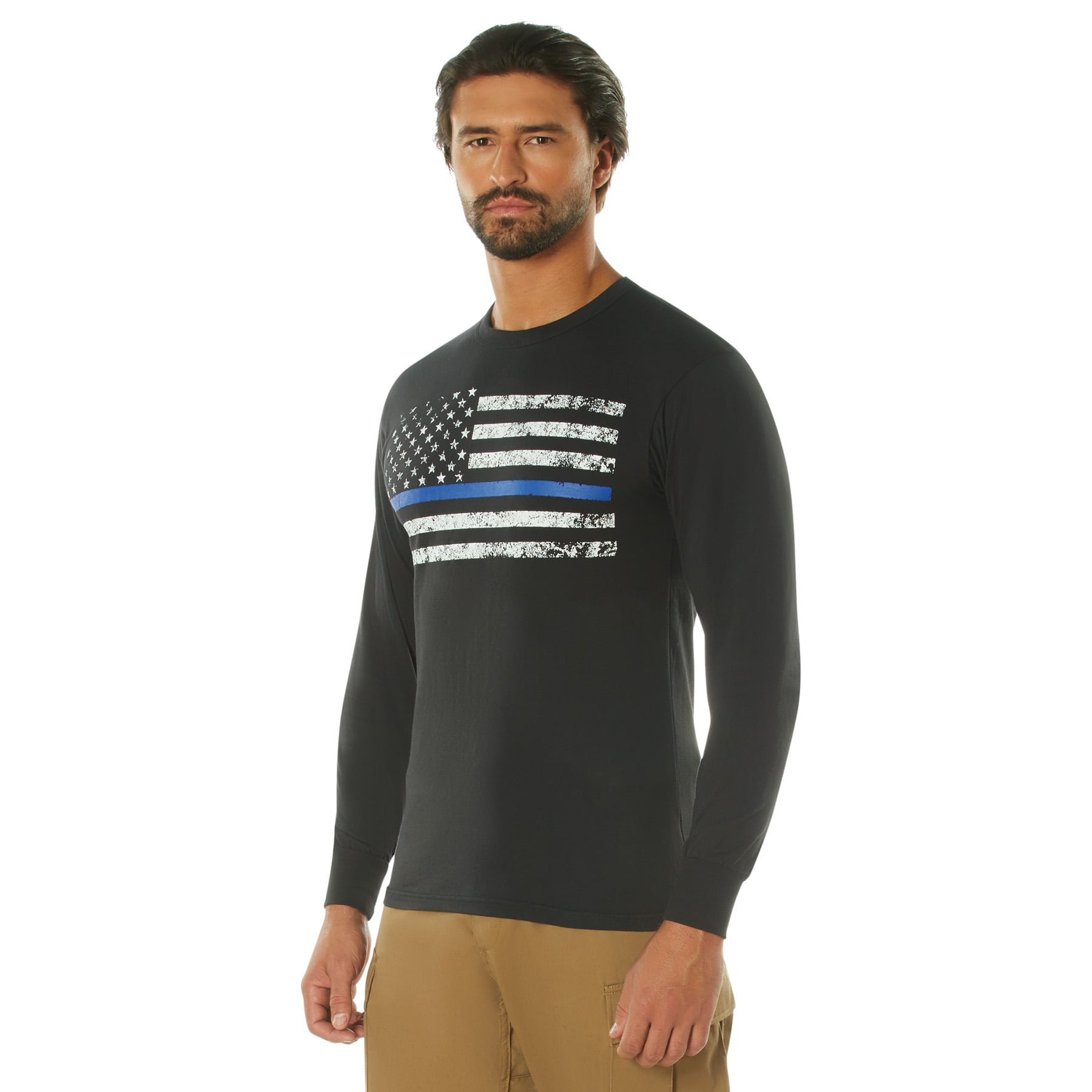 Rothco Long Sleeve Thin Blue Line T-Shirt - X-Large