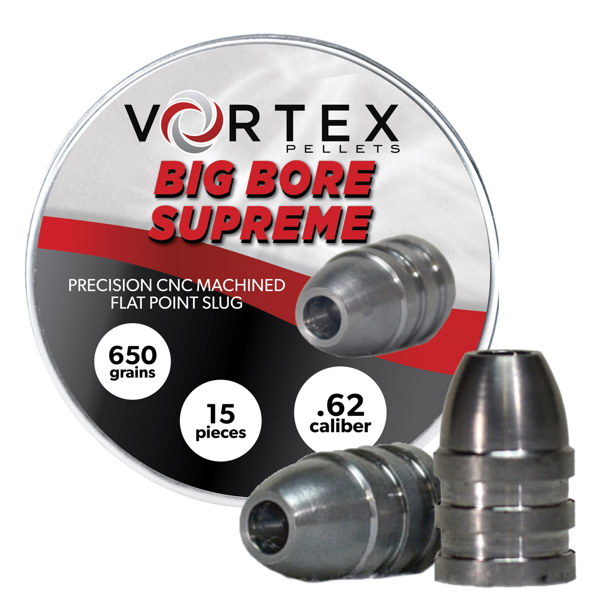 Hatsan USA Vortex Big Bore Supreme Pellets .62 Cal HP Slug Airgun Rifle Pellet, 650 gr 15rds
