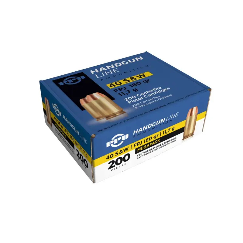 PPU 40 S Handgun Ammunition 180gr FMJ 935 fps 200/ct