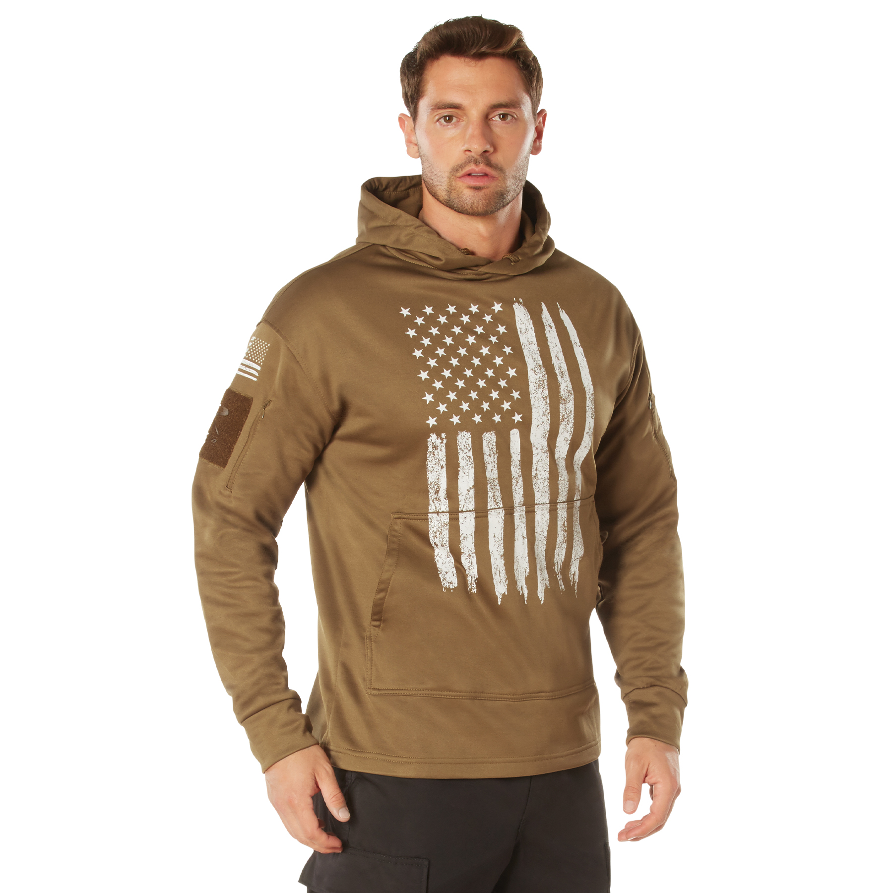 Rothco Concealed Carry U.S. Flag Hoodie - Coyote Brown, X-Large