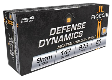 Fiocchi 9APDHP Defense Dynamics 9mm Luger 147 gr 975 fps Jacketed Hollow Point 50 Per Box/ 20 Case