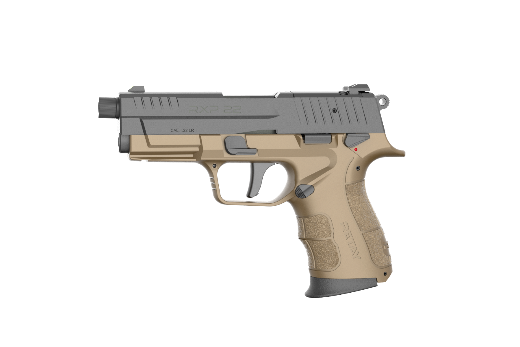 Retay RXP22 Threaded Barrel 22LR W/ (2)13rd Magazines, FDE / BLK Slide
