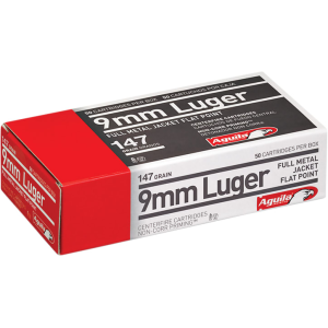Aguila 1E097719 9mm Luger 147 GR Full Metal Jacket Flat Point - 50rd Box
