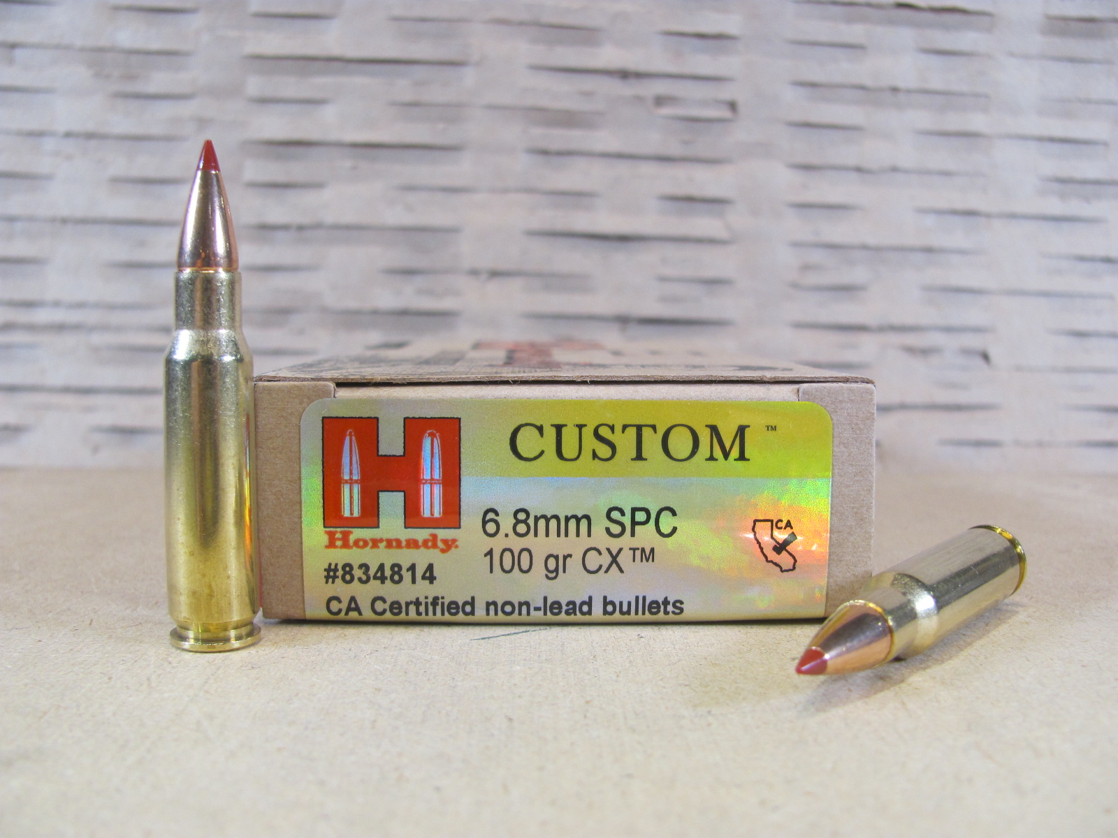 200 Round Case – 6.8mm SPC 100 Grain CX Hornady Custom Ammo – 834814