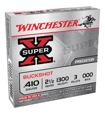 Winchester 410ga 2.5" 000 Buck 3 Pellets Super-X Ammunition 5rds - XB41000