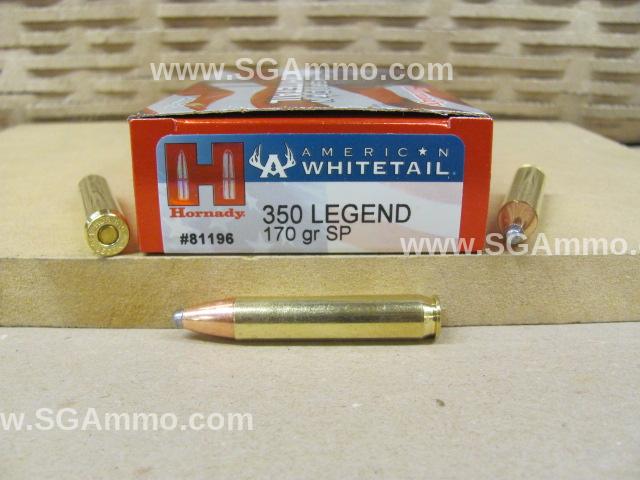 200 Round Case – 350 Legend 170 Grain Hornady Soft Point American White Tail Ammo – 81196