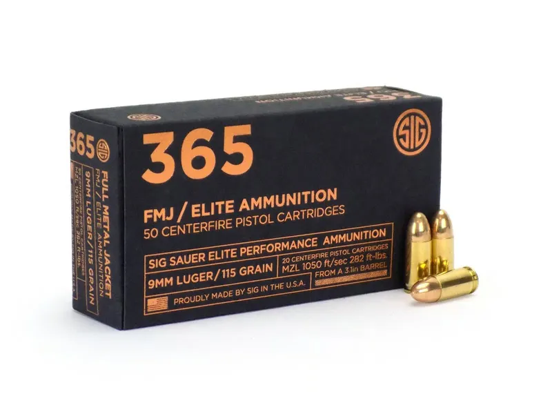 Sig Sauer 365 Elite Perf. 9mm Luger 115 Gr FMJ (Box)