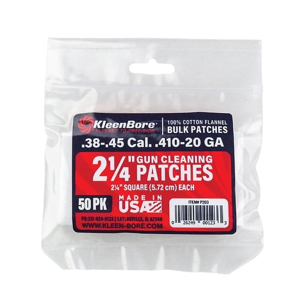 Kleenbore Super Shooter Cotton Flannel Cleaning Patches 2.25" - Gun Cleaning Supplies - P203