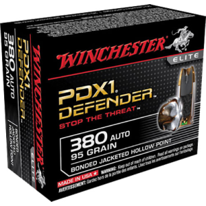 Winchester Ammo S380PDB Elite 380 ACP 95 GR Bonded Jacket Hollow Point - 20rd Box