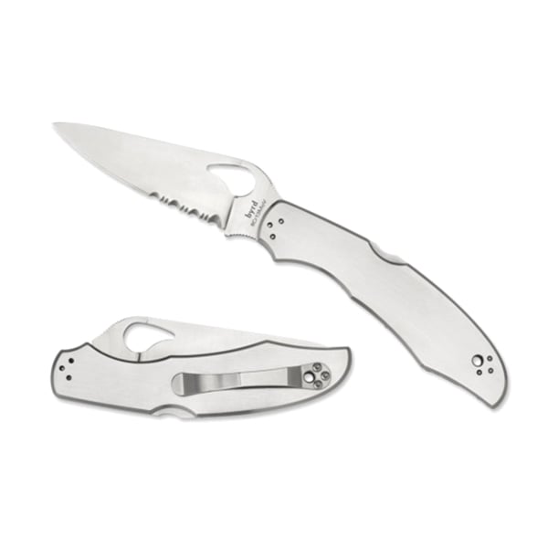Spyderco byrd Cara Cara 2 Drop Point Improved Second Generation Folding Knife, 3.75", Combination Edge - BY03PS2
