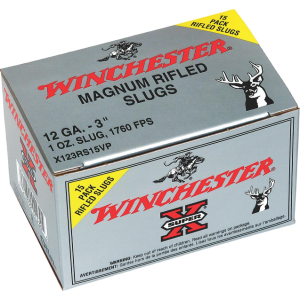 Winchester Ammo X123RS15VP Super X 12 Gauge 3\" 1 oz Rifled Slug Hollow Point Shot (Value Pack) - 15sh Box