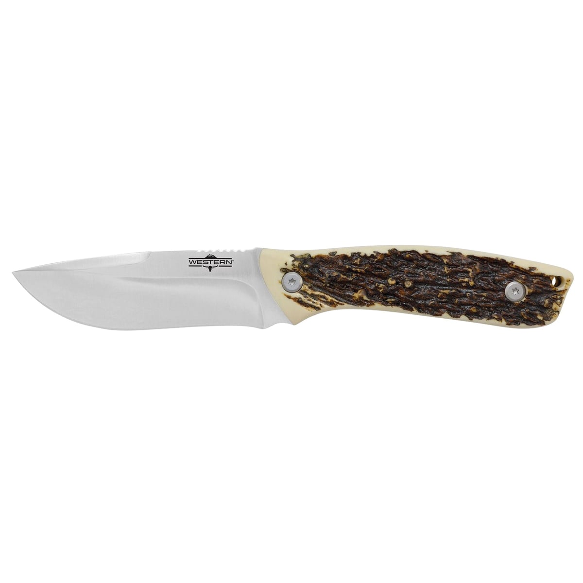 Camillus Western Crosstrail Fixed Blade Drop Point Knife, Stag Antler - CAM-19246