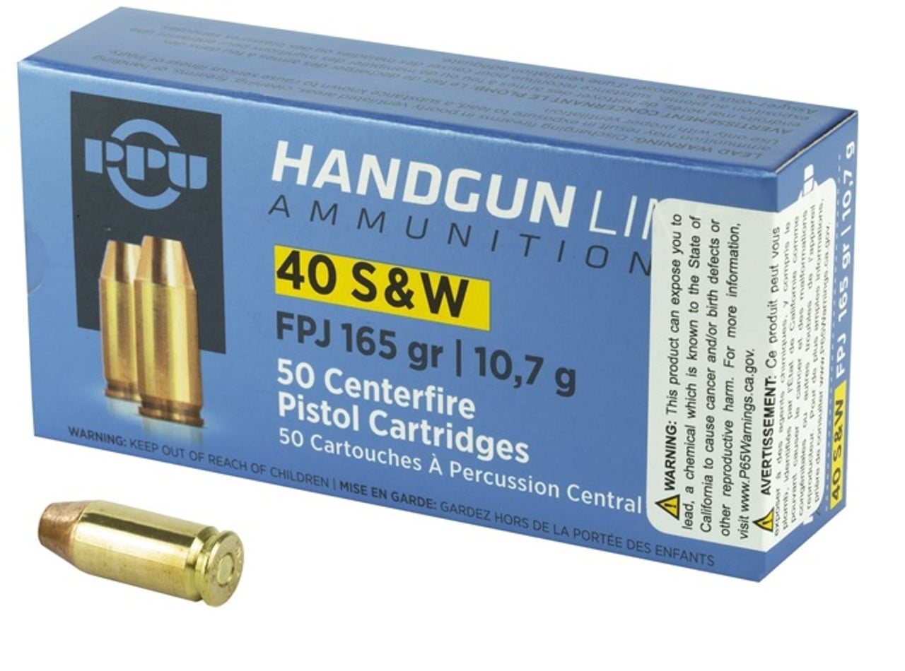 PPU Handgun Ammunition .40 S&W 165 gr FPJ 1541 fps 50/ct - No Credit Card Fees - Low, flat rate shipping