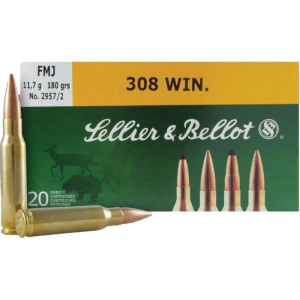 S&B AMMO .308 WINCHESTER 180GR. FMJ 20-PACK