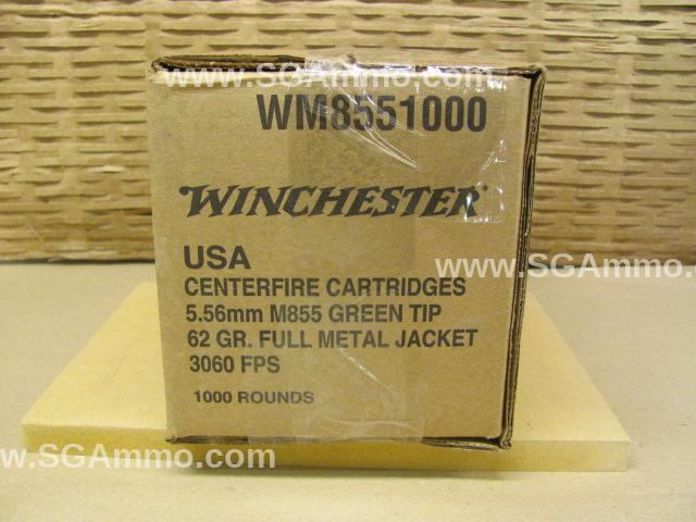 1000 Round Case – Winchester 5.56mm 62 Grain M855 Green Tip Loose Pack Lake City Ammo – WM8551000 – SP21114