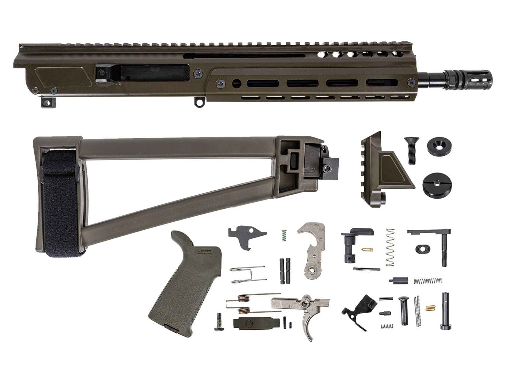 PSA JAKL 10.5" 5.56 NATO 1/7 Nitride MOE EPT Triangle Side Folding Pistol Kit, ODG