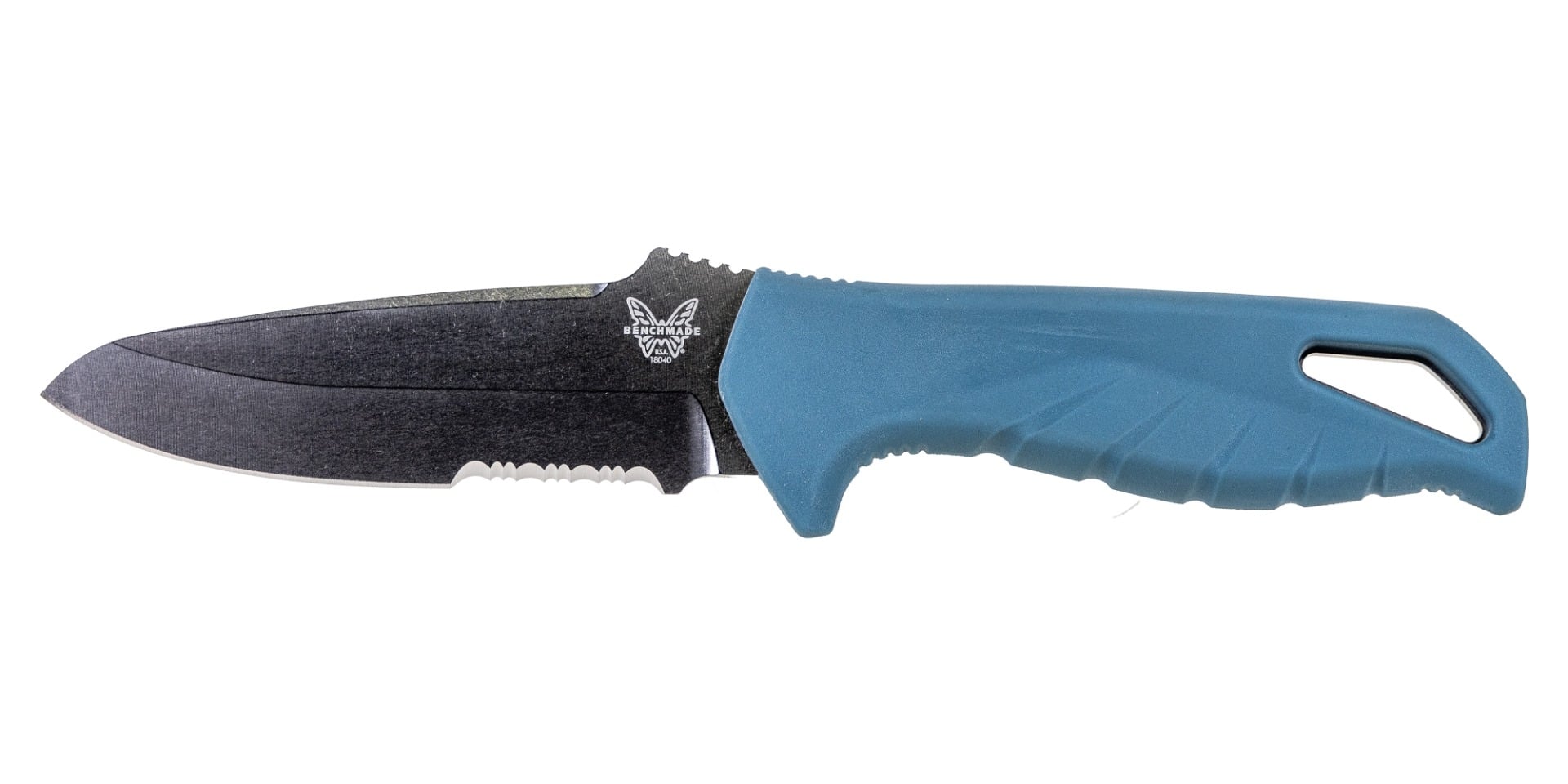 Benchmade Undercurrent Fixed Blade Sheepsfoot Knife, Depth Blue Santoprene - 18040S