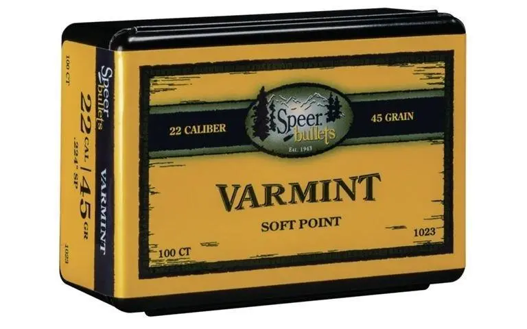 Speer Varmint Soft Point Rifle Bullets .224 cal .224" 45 gr JSP 100/ct