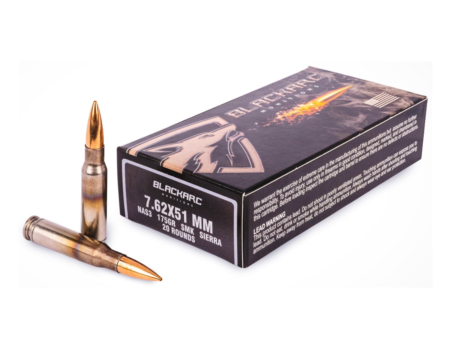 Blackarc Munitions NAS3 7.62x51mm 175Gr SMK Ammo, 20Rds