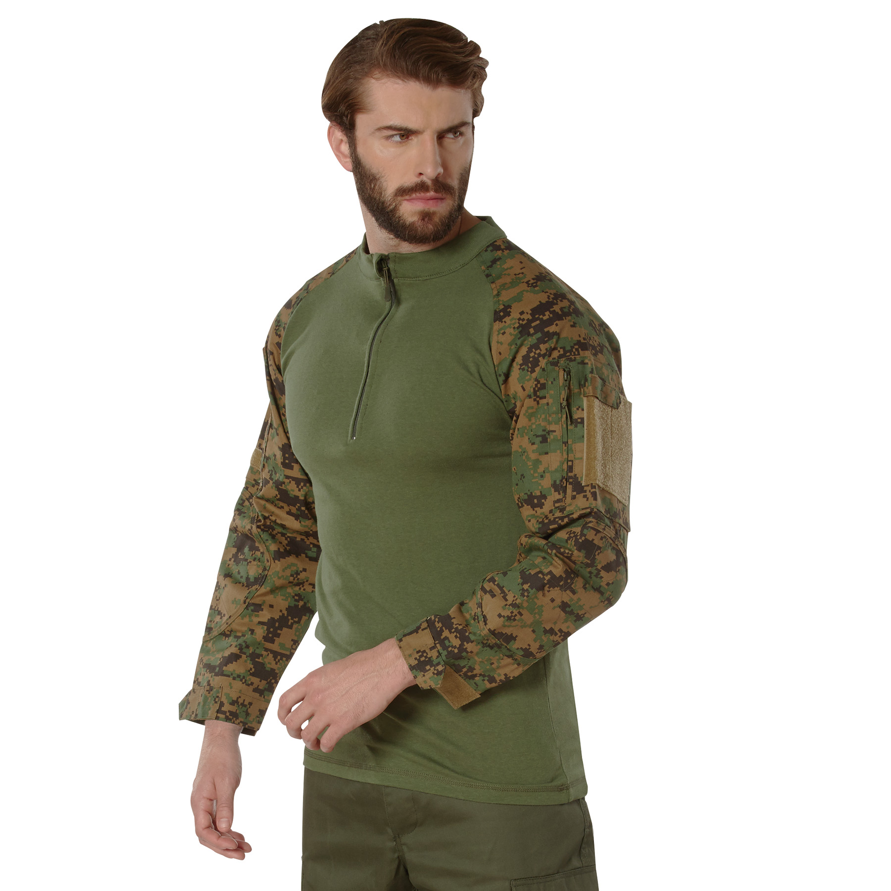 Rothco 1-4 Zip Tactical Airsoft Combat Shirt - Woodland Digital Camo, Large