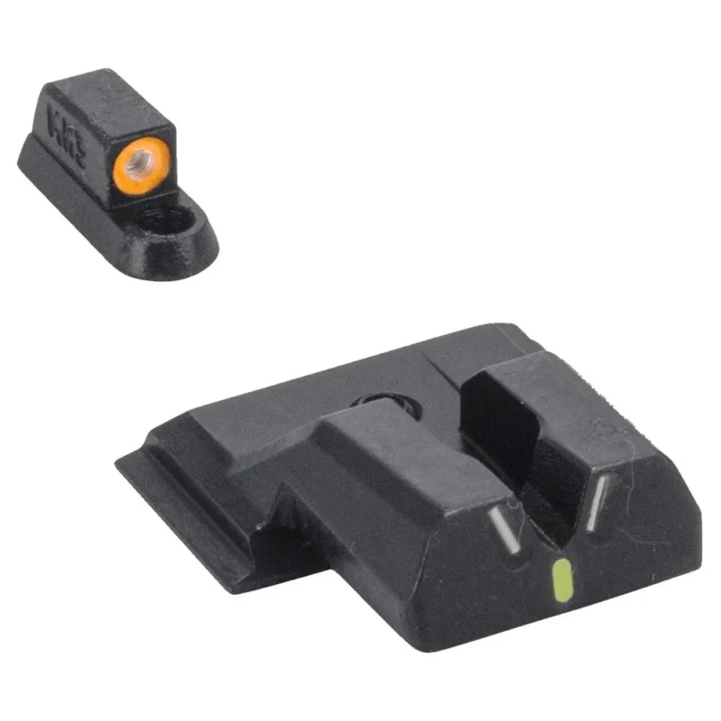 Meprolight Hyper Bright V-Sight Fixed Pistol Set for S M Shield Green with Orange Front