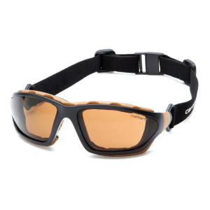 Pyramex-Safety Pyramex Carhartt Carthage Shooting Glasses Black and Tan with Bronze Anti-Fog Lens