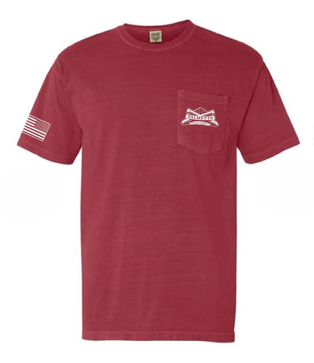 PSA Comfort Colors Pocket T-Shirt - 3XL - Crimson w/White Logo
