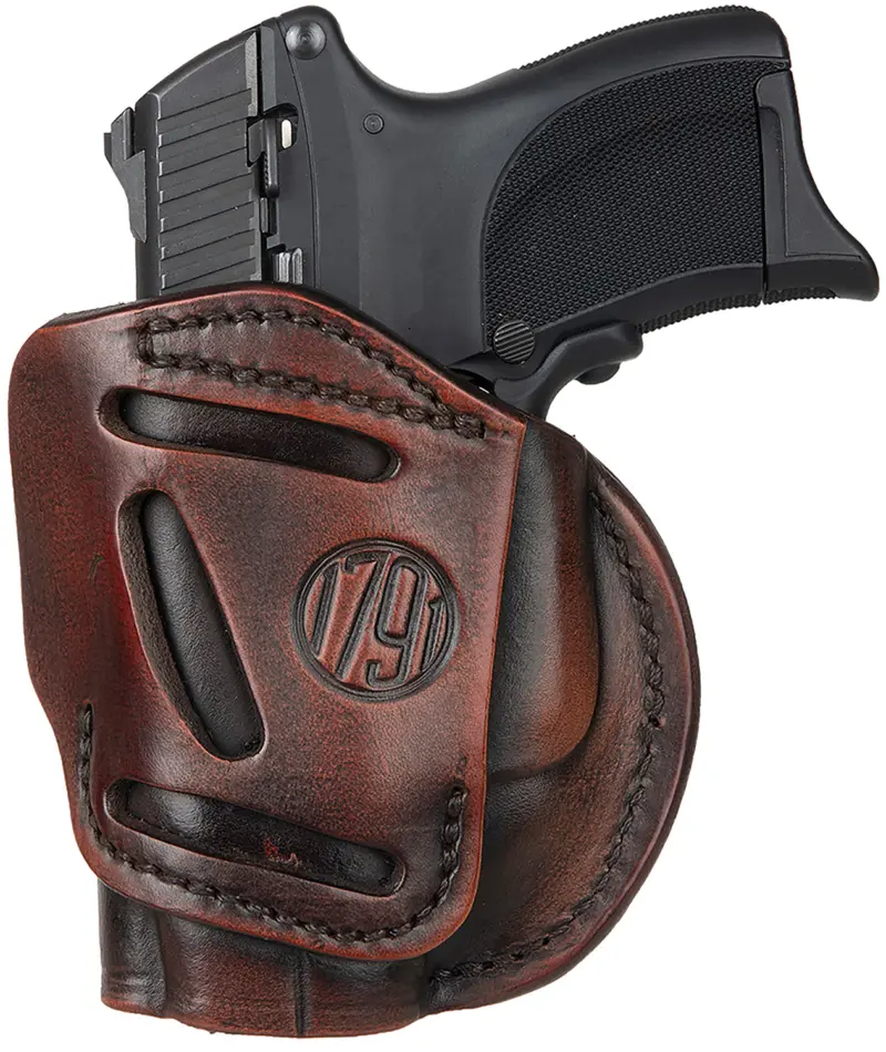 1791 Gunleather 4WH3VTGR 4-Way IWB/OWB Size 03 Vintage Leather Belt Clip Compatible w/Glock 26/Ruger LC9/S M Shield/2.0 9/40 Right Hand