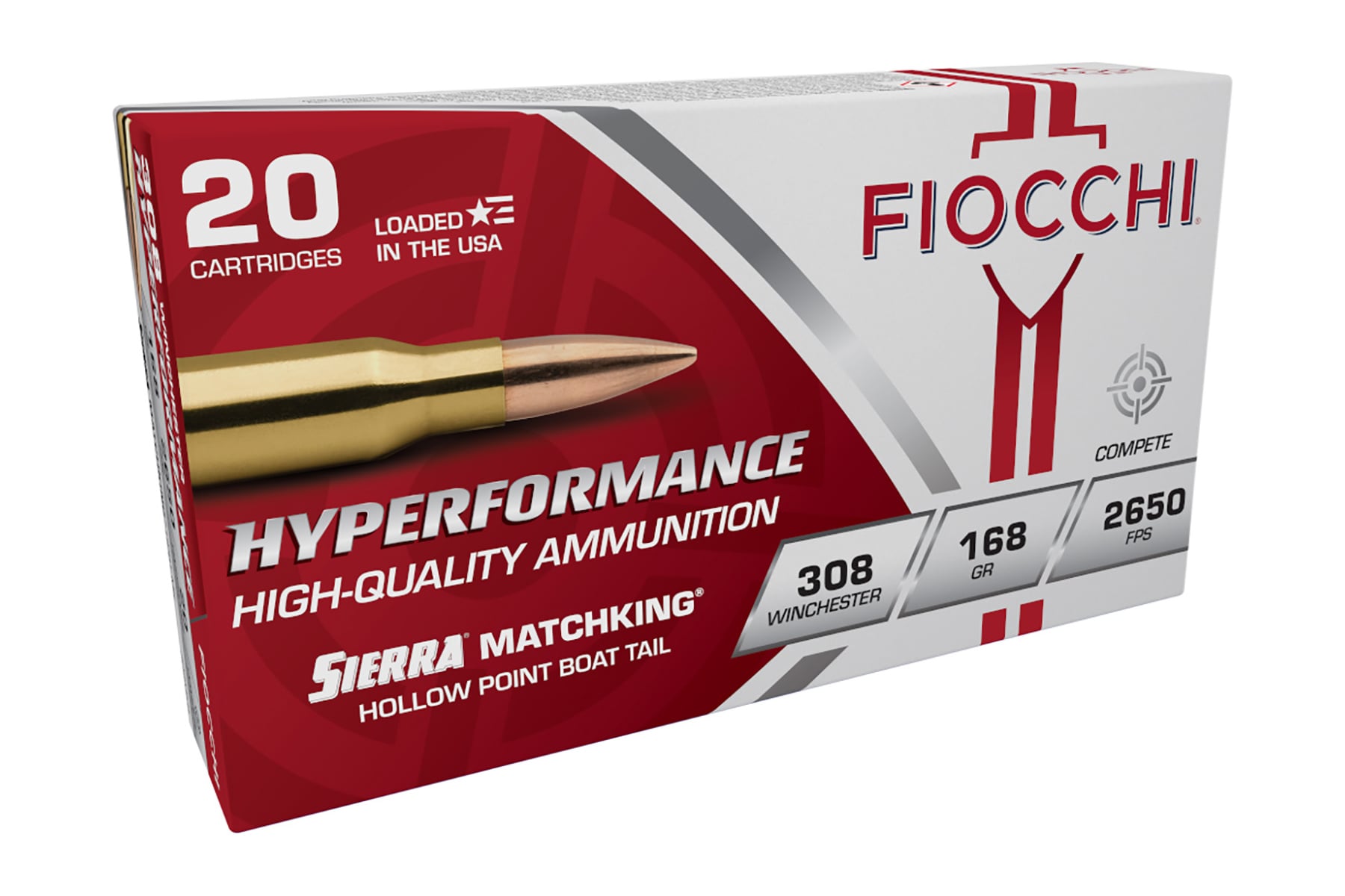 Fiocchi Hyperformance .308 Win 168gr BTHP Match King Ammo, 20rds - 308MKB