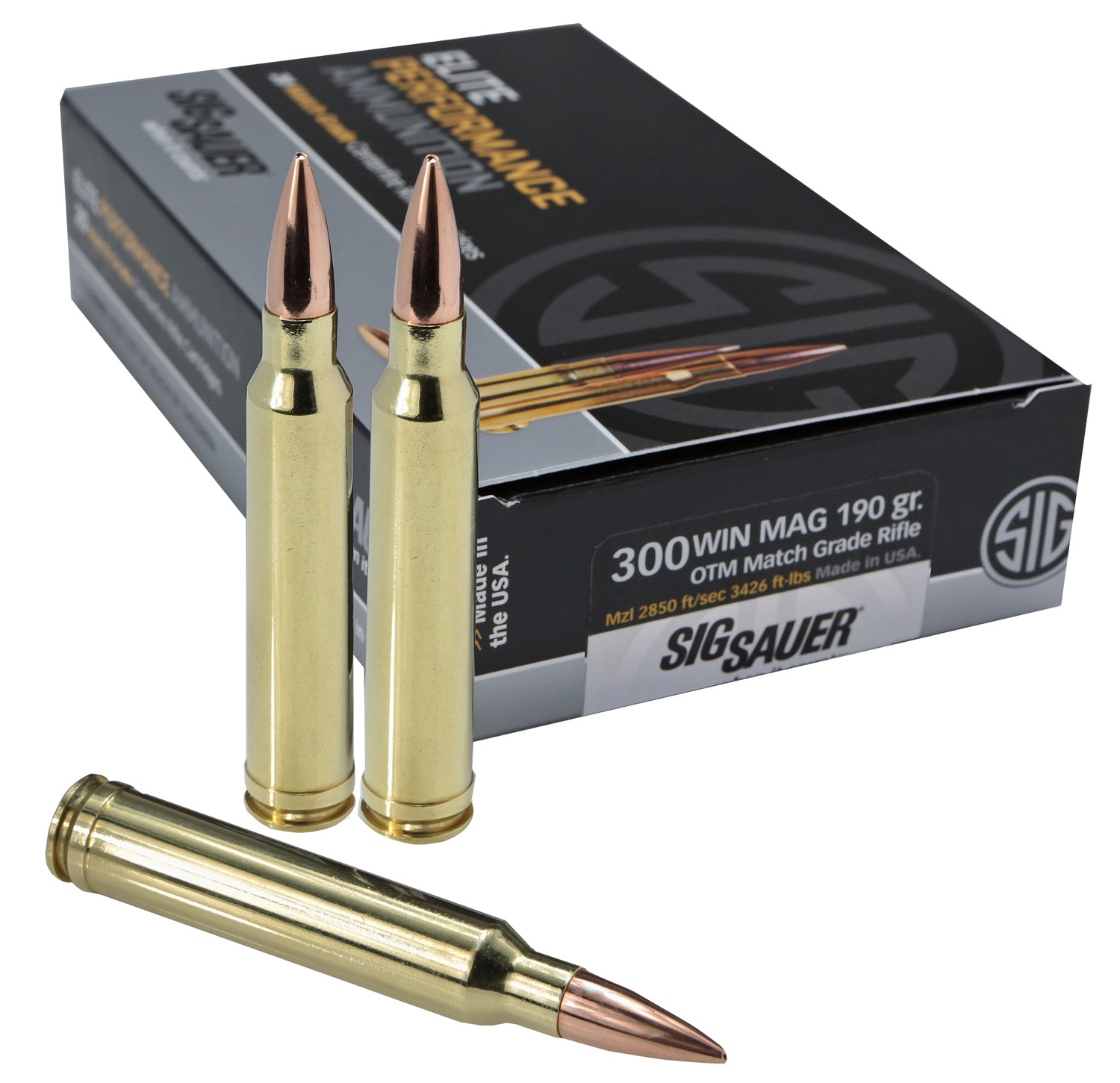 Sig Sauer .300 Win Mag 190 Grain OTM Match Grade Rifle Ammunition, 20 Rounds - E3WMM1-20