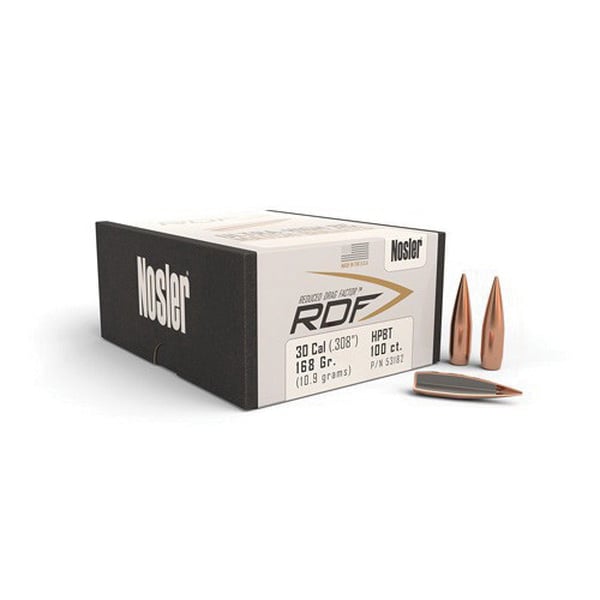 Nosler RDF .30 168 gr HPBT Rifle Bullet, 100/box - 53182